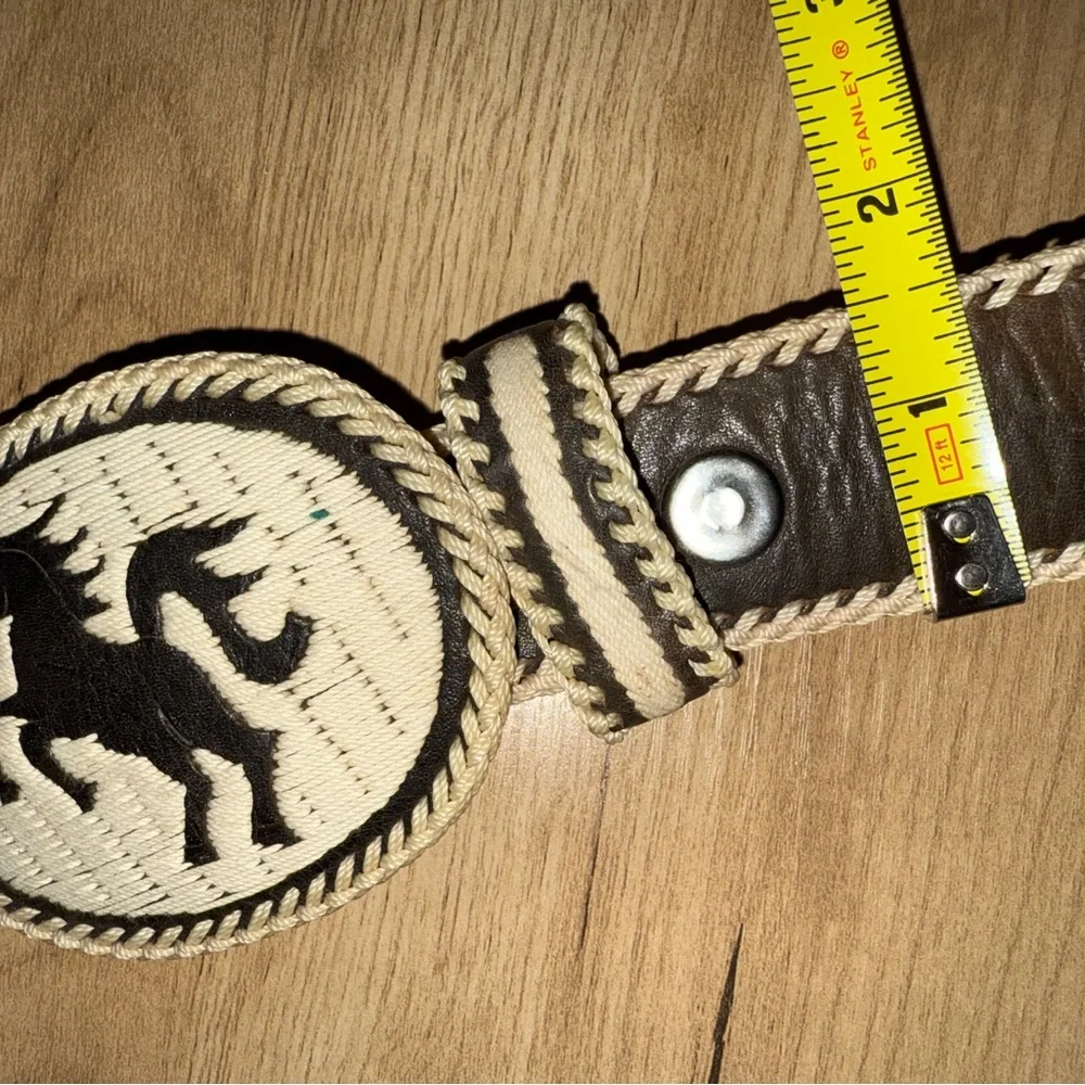 Western Embroidered Leather Belt Horse Head Design Bronco Horseshoe‎ Bull Boots